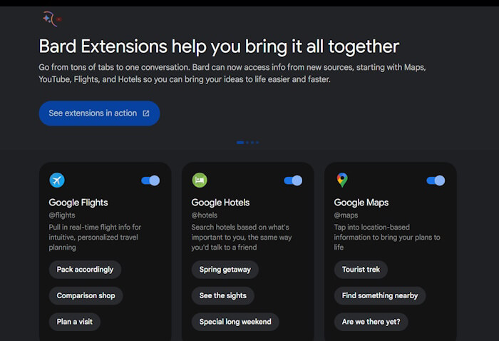 Google Bard Extensions
