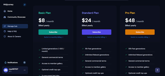 Midjourney Prix Tarifs